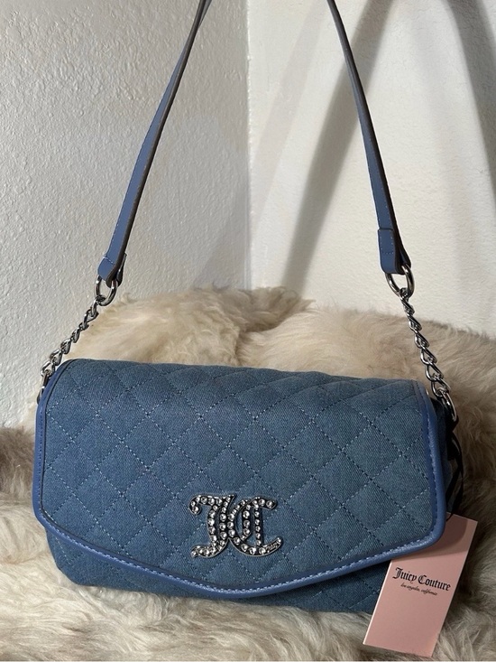 Juicy Couture Handbags - Juicy Couture Denim Quilted Shoulder Bag with Rhinestone JC